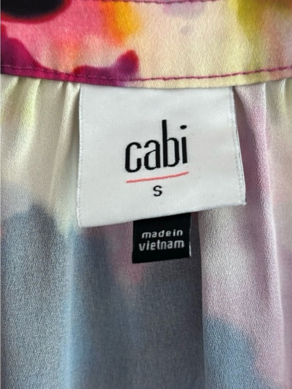 CAbi Celebration Dress Sleeveless Halter Midi Watercolor Colorful Print S - Picture 4 of 5